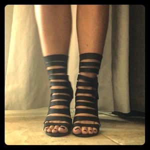 Sexy Split Cut Ankle Bootie Open Toe Heels Sz 6